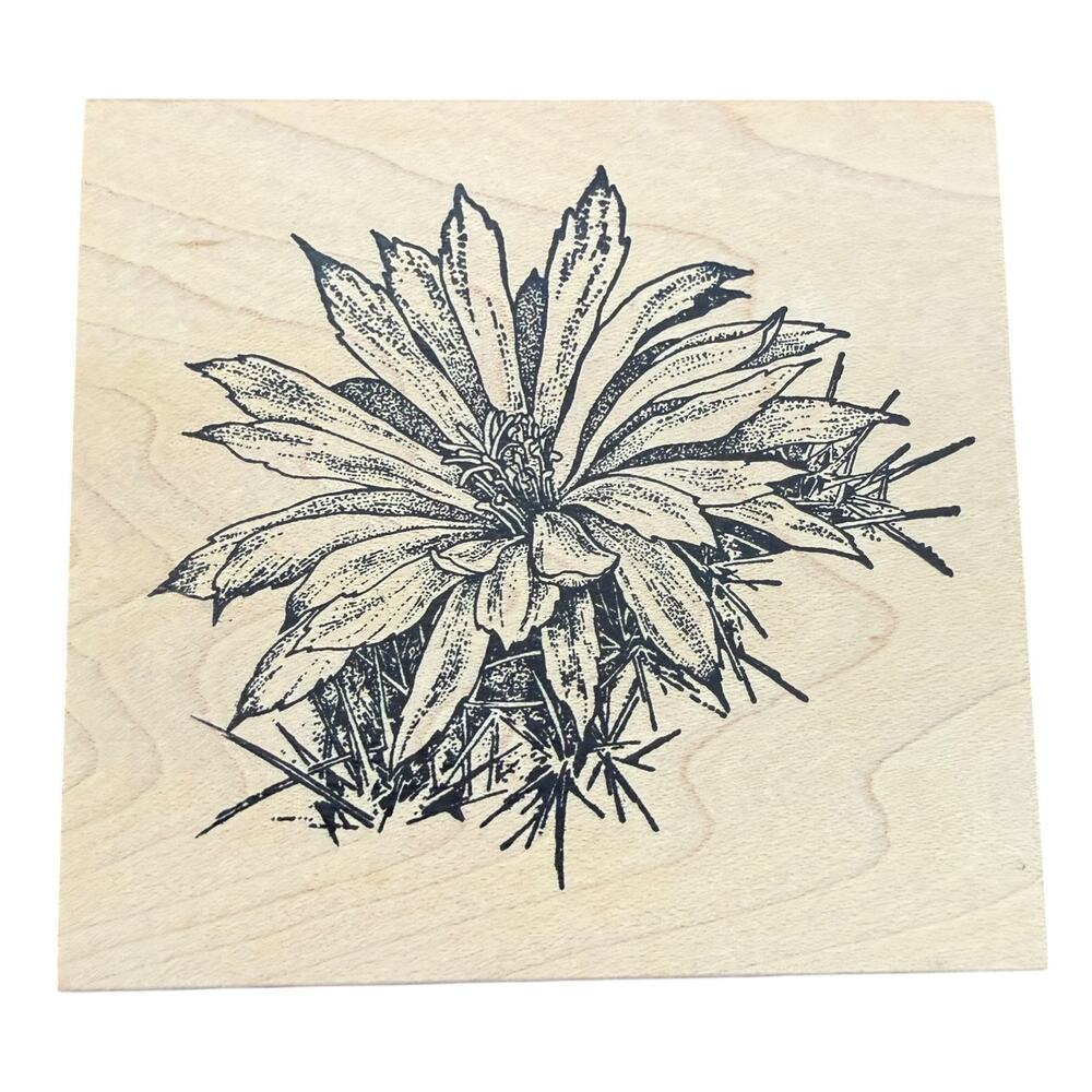Serendipity Stamps 2005 G602 Cactus Flower Botanical Wood Mounted Rubber Stamp